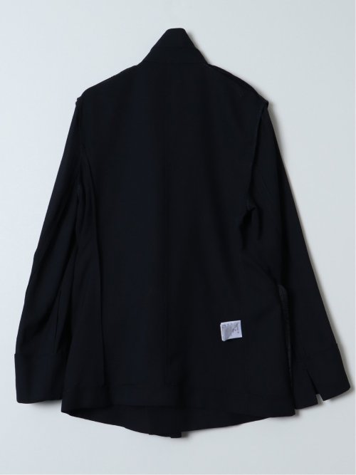 麻調合繊 ダブルジャケット 紺
