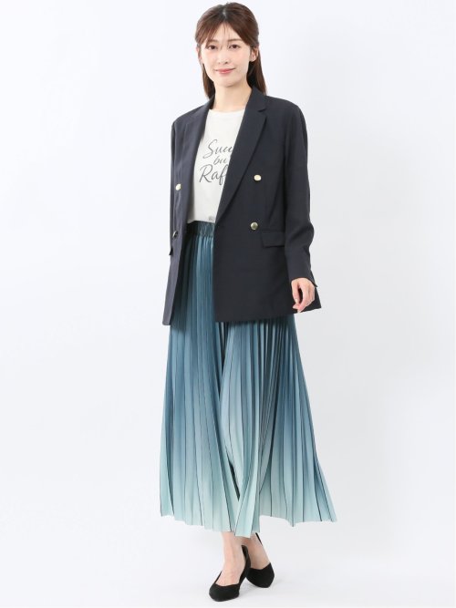 麻調合繊 ダブルジャケット 紺