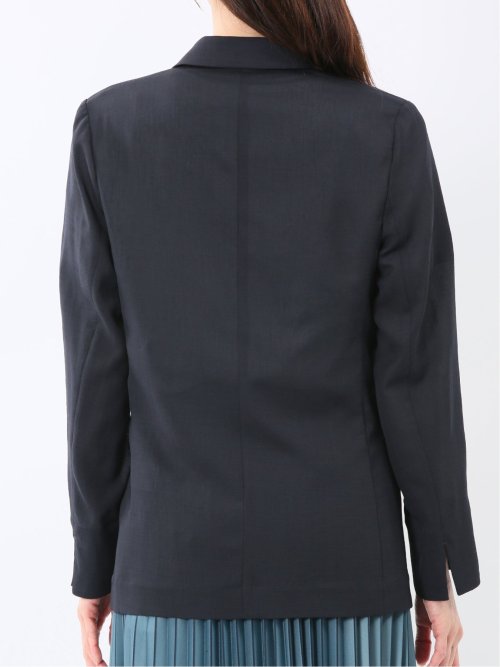 麻調合繊 ダブルジャケット 紺