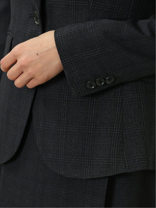 ラナテック/LANATEC チェック柄 1ボタンジャケット 紺(セットアップ可能)