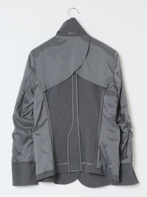 ウール調トラベスト 1ボタンジャケット 千鳥グレー(セットアップ可能)