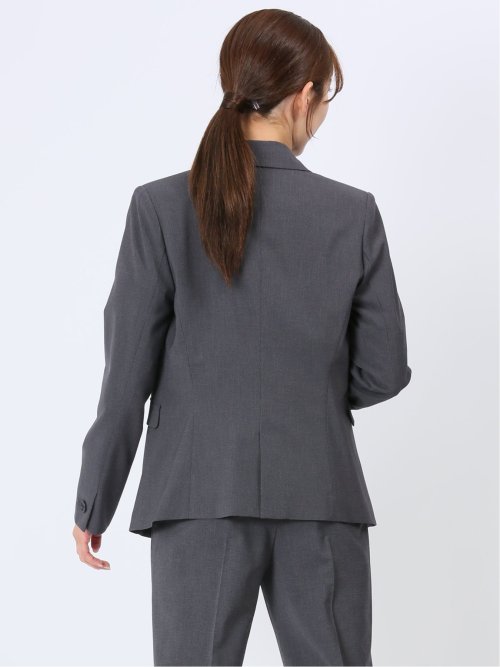 ウール調トラベスト 1ボタンジャケット 千鳥グレー(セットアップ可能)