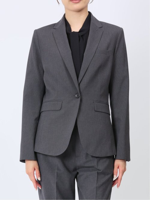 ウール調トラベスト 1ボタンジャケット 千鳥グレー(セットアップ可能)