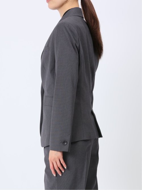 ウール調トラベスト 1ボタンジャケット 千鳥グレー(セットアップ可能)