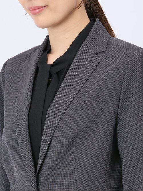 ウール調トラベスト 1ボタンジャケット 千鳥グレー(セットアップ可能)