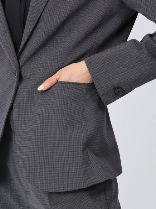 ウール調トラベスト 1ボタンジャケット 千鳥グレー(セットアップ可能)