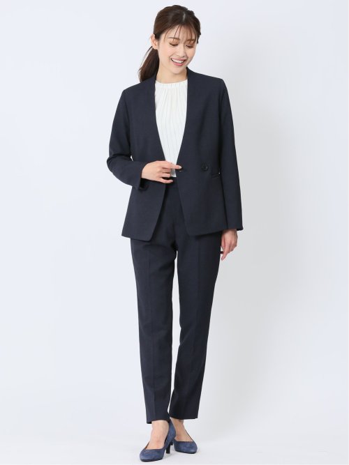 シャークスキン カラーレスジャケット 紺(セットアップ可能)