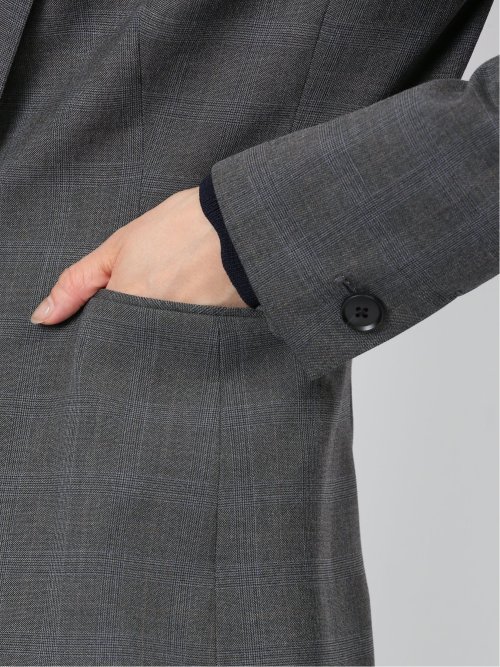 DELEGANT チェック柄 1ボタンジャケット グレー(セットアップ可能)