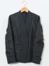 ストレッチウォッシャブル ウール調 ノーカラージャケット 紺(セットアップ可能)