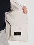 麻調合繊 キーネック7分袖ジャケット ライトグレー(セットアップ可能)
