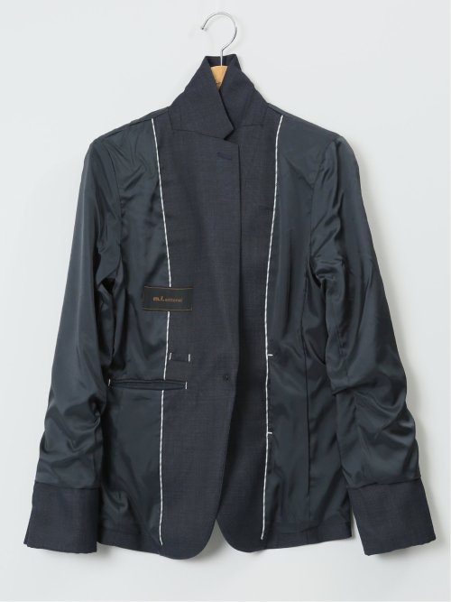 ウール混インディゴ調 1ボタンジャケット(セットアップ可能)