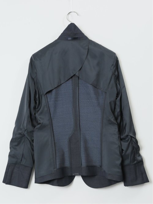 ウール混インディゴ調 1ボタンジャケット(セットアップ可能)
