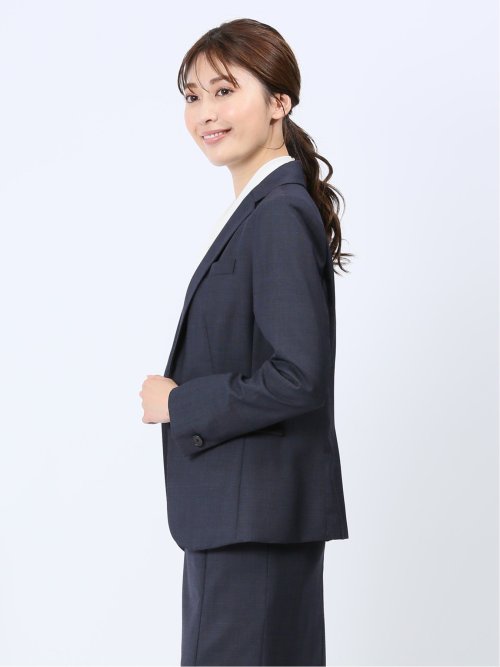 ウール混インディゴ調 1ボタンジャケット(セットアップ可能)