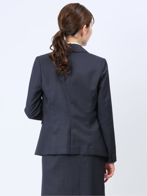 ウール混インディゴ調 1ボタンジャケット(セットアップ可能)