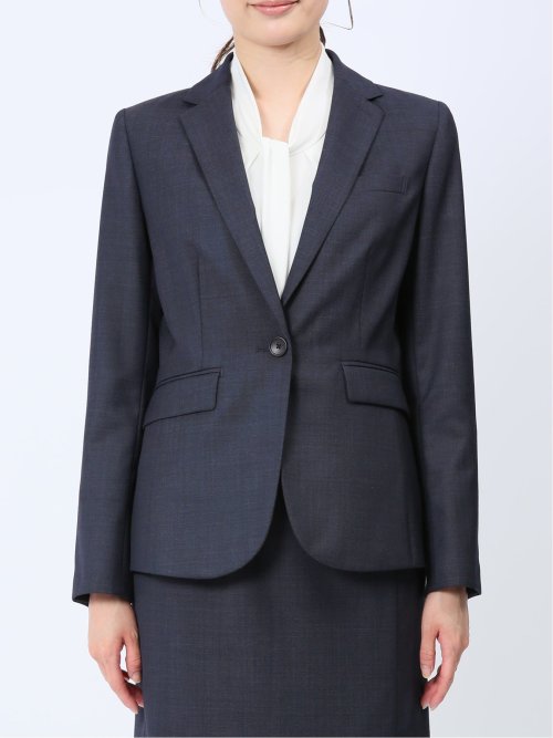 ウール混インディゴ調 1ボタンジャケット(セットアップ可能)