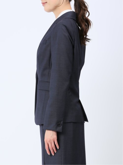 ウール混インディゴ調 1ボタンジャケット(セットアップ可能)