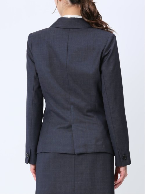 ウール混インディゴ調 1ボタンジャケット(セットアップ可能)