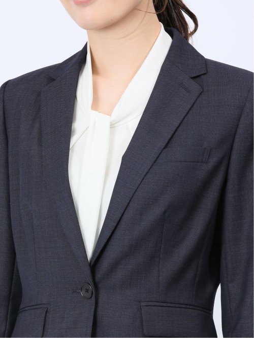 ウール混インディゴ調 1ボタンジャケット(セットアップ可能)