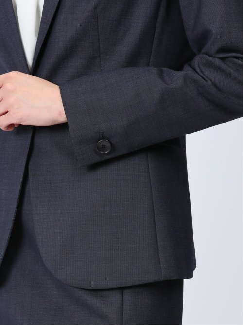 ウール混インディゴ調 1ボタンジャケット(セットアップ可能)