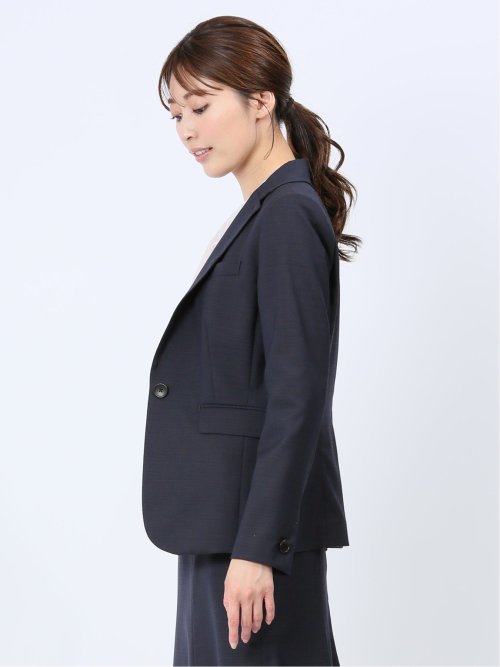 ウール混組織柄 1ボタンジャケット(セットアップ可能)