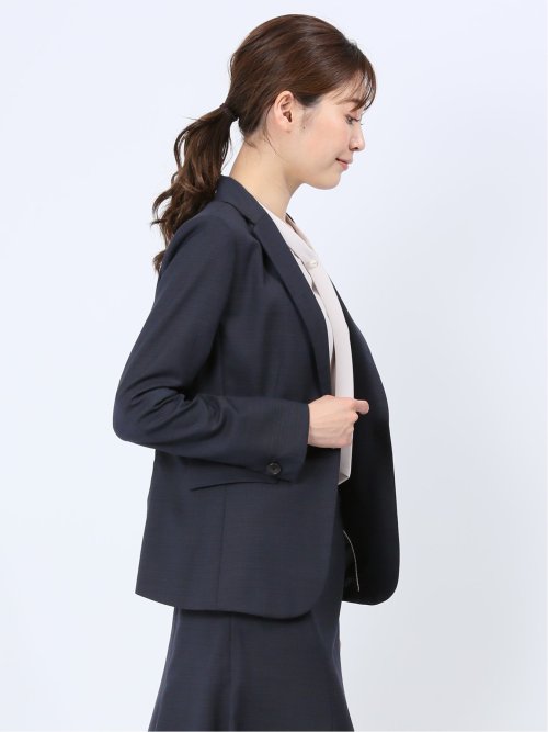 ウール混組織柄 1ボタンジャケット(セットアップ可能)