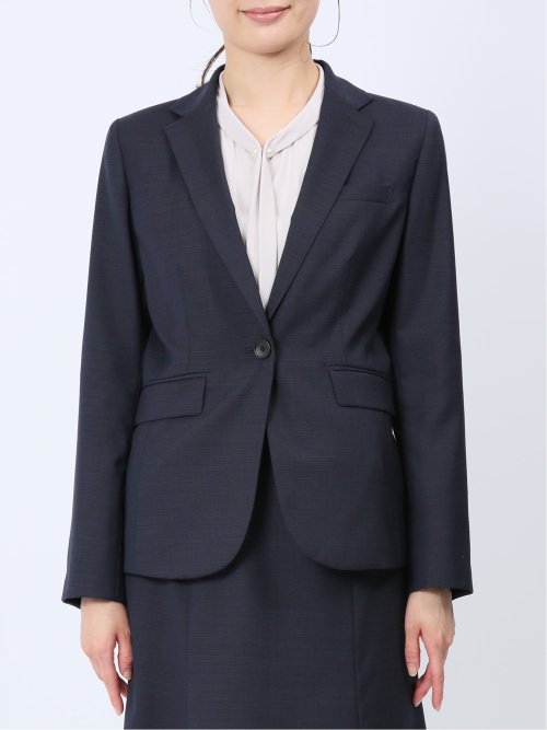 ウール混組織柄 1ボタンジャケット(セットアップ可能)