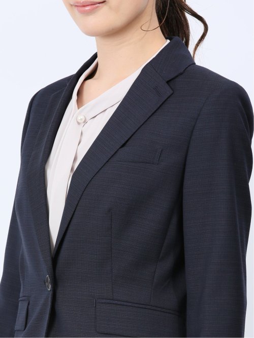 ウール混組織柄 1ボタンジャケット(セットアップ可能)