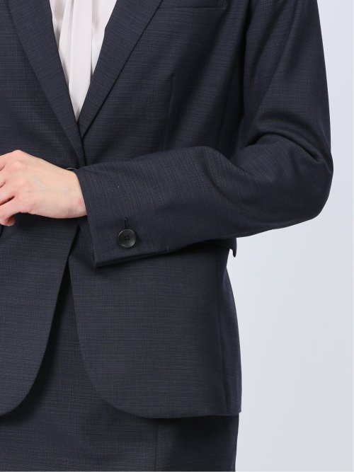 ウール混組織柄 1ボタンジャケット(セットアップ可能)