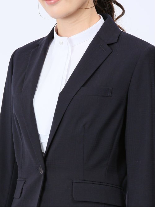 ウール混シャドーチェック 1ボタンジャケット(セットアップ可能)