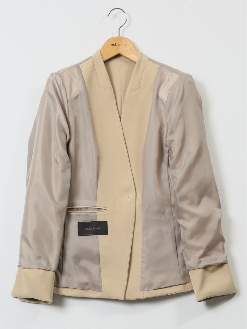 ストレッチウォッシャブル カラーレスジャケット キャメル(セットアップ可能)