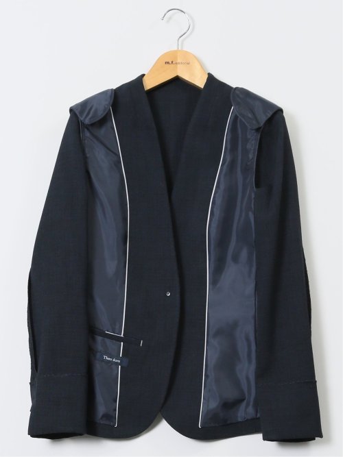 麻調合繊 カラーレスジャケット 紺(セットアップ可能)