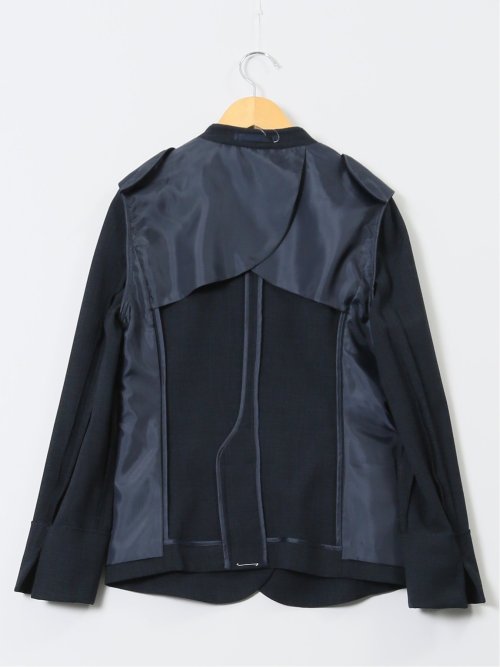 麻調合繊 カラーレスジャケット 紺(セットアップ可能)