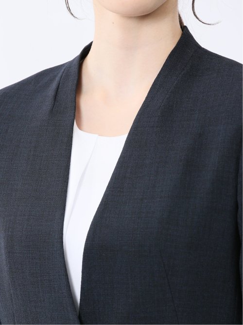 麻調合繊 カラーレスジャケット 紺(セットアップ可能)