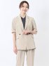 麻調合繊 半袖ダブルジャケット ベージュ(セットアップ可能)