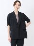 麻調合繊 半袖ダブルジャケット 紺(セットアップ可能)