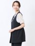 麻調合繊 ペプラム ジレ 紺(セットアップ可能)