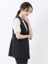麻調合繊 ペプラム ジレ 紺(セットアップ可能)