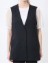 麻調合繊 ペプラム ジレ 紺(セットアップ可能)