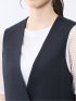麻調合繊 ペプラム ジレ 紺(セットアップ可能)