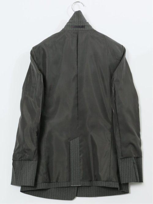 ストレッチウォッシャブル ピンスト リラクシング 1ボタンジャケット グレー(セットアップ可能)