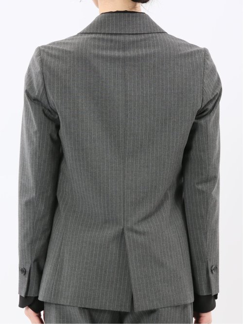 ストレッチウォッシャブル ピンスト リラクシング 1ボタンジャケット グレー(セットアップ可能)