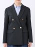 ジャケット レディース ダブル ブレザー ストレッチ ウォッシャブル 金ボタン 紺ブレ シャンブレー シャーク リラクシング