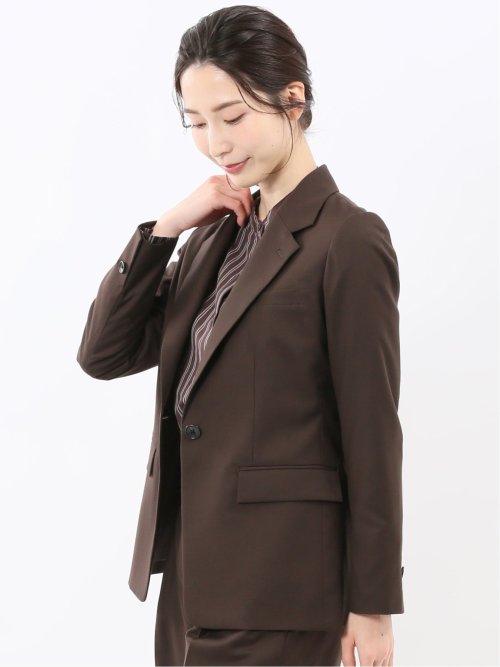 ウォッシャブル クリアツイル リラクシング 1ボタンジャケット こげ茶(セットアップ可能)