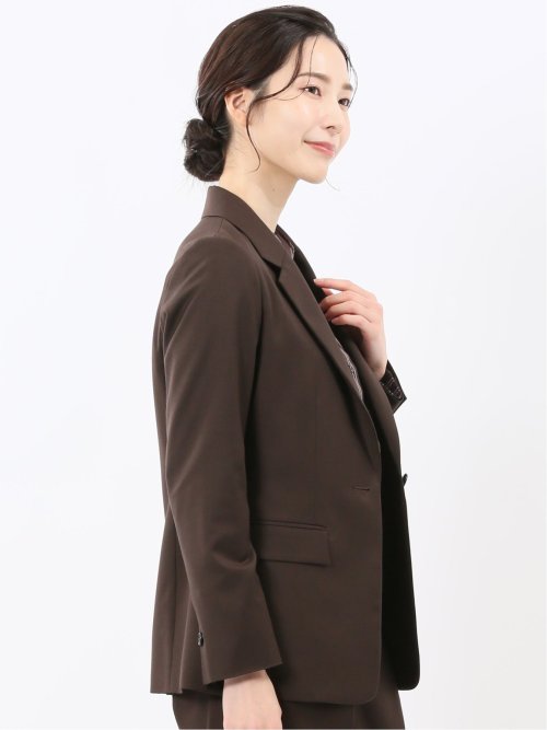 ウォッシャブル クリアツイル リラクシング 1ボタンジャケット こげ茶(セットアップ可能)