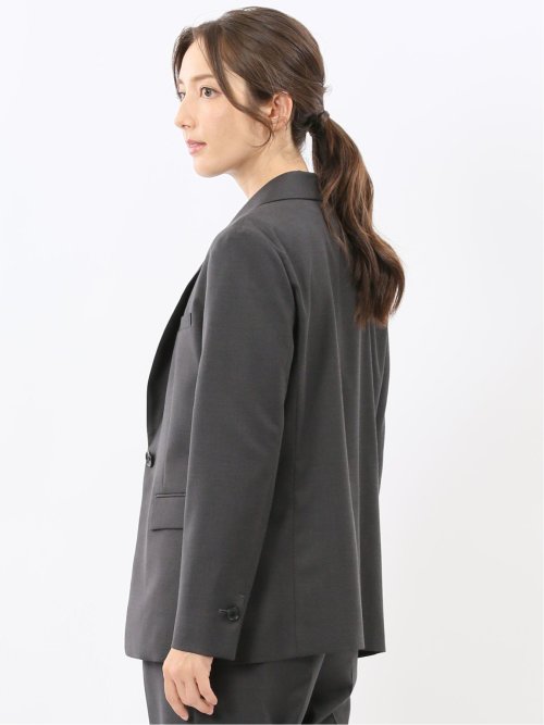 ウォッシャブル クリアツイル リラクシング 1ボタンジャケット グレー(セットアップ可能)