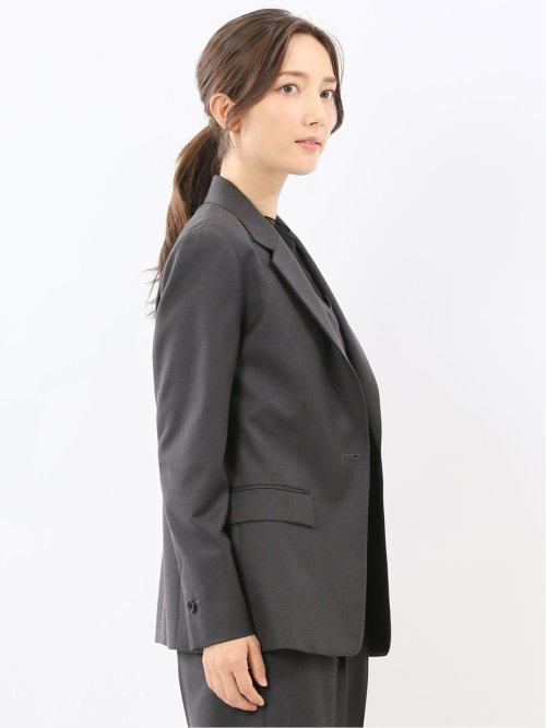 ウォッシャブル クリアツイル リラクシング 1ボタンジャケット グレー(セットアップ可能)