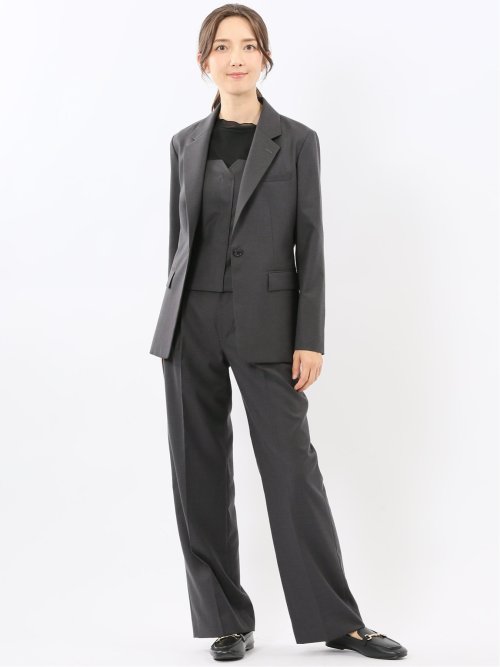 ウォッシャブル クリアツイル リラクシング 1ボタンジャケット グレー(セットアップ可能)