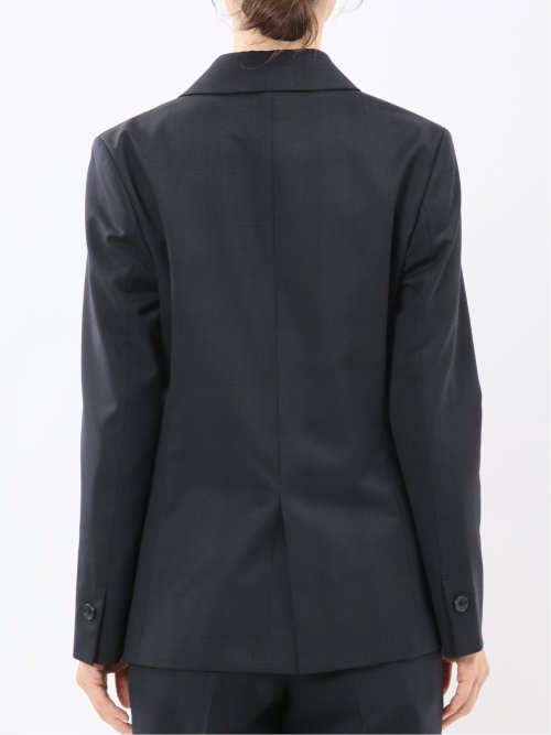 ストレッチウォッシャブル ウール混 リラクシング 1ボタンジャケット チェック紺(セットアップ可能)