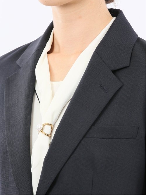 ストレッチウォッシャブル ウール混 リラクシング 1ボタンジャケット チェック紺(セットアップ可能)