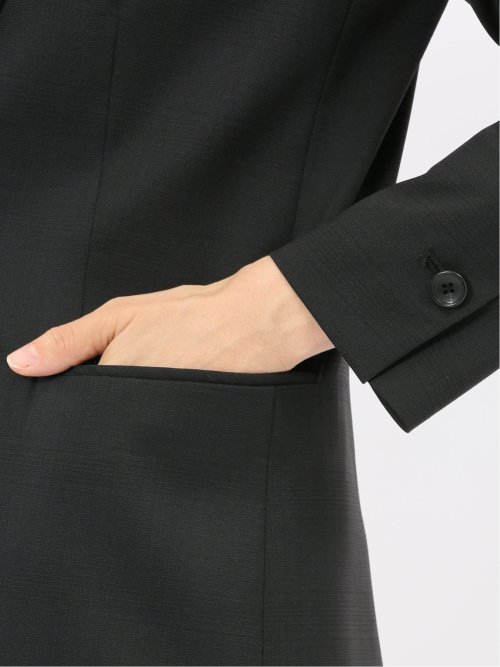 ストレッチウォッシャブル ウール混 リラクシング 1ボタンジャケット チェック黒(セットアップ可能)